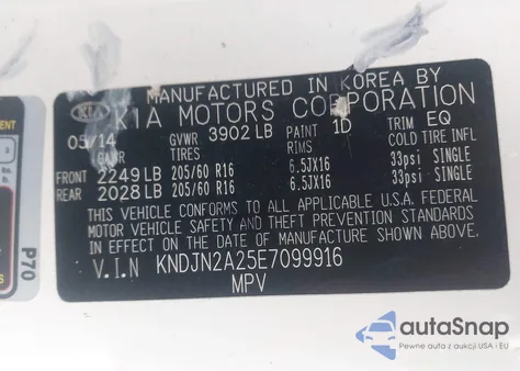 2014 Kia Soul z USA, uszkodzony, nr VIN KNDJN2A25E7099916